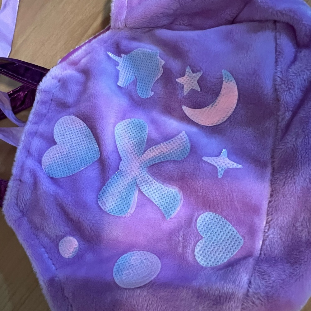 Purple Plush Bag with Cute Appliques